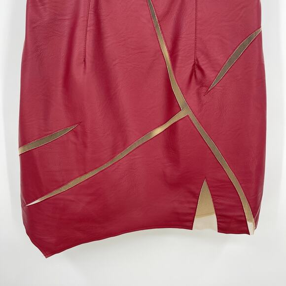 Di Petsa | NWT Healing Of A Broken Heart Mini Dress in Red Faux Leather L - Picture 10 of 12